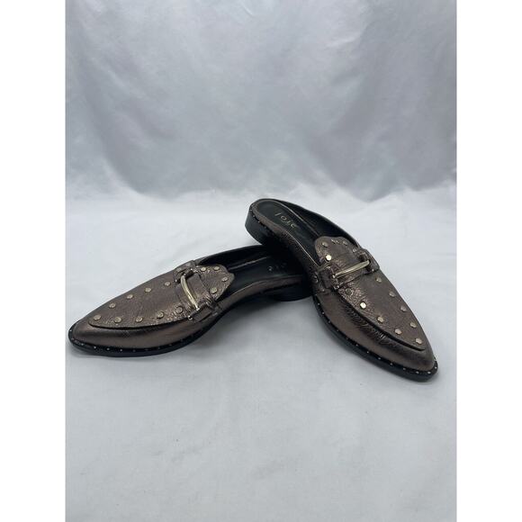 Joie Taran Metallic Bronze Studded Leather Slip-On Mules Women’s Size 7 - Picture 8 of 11